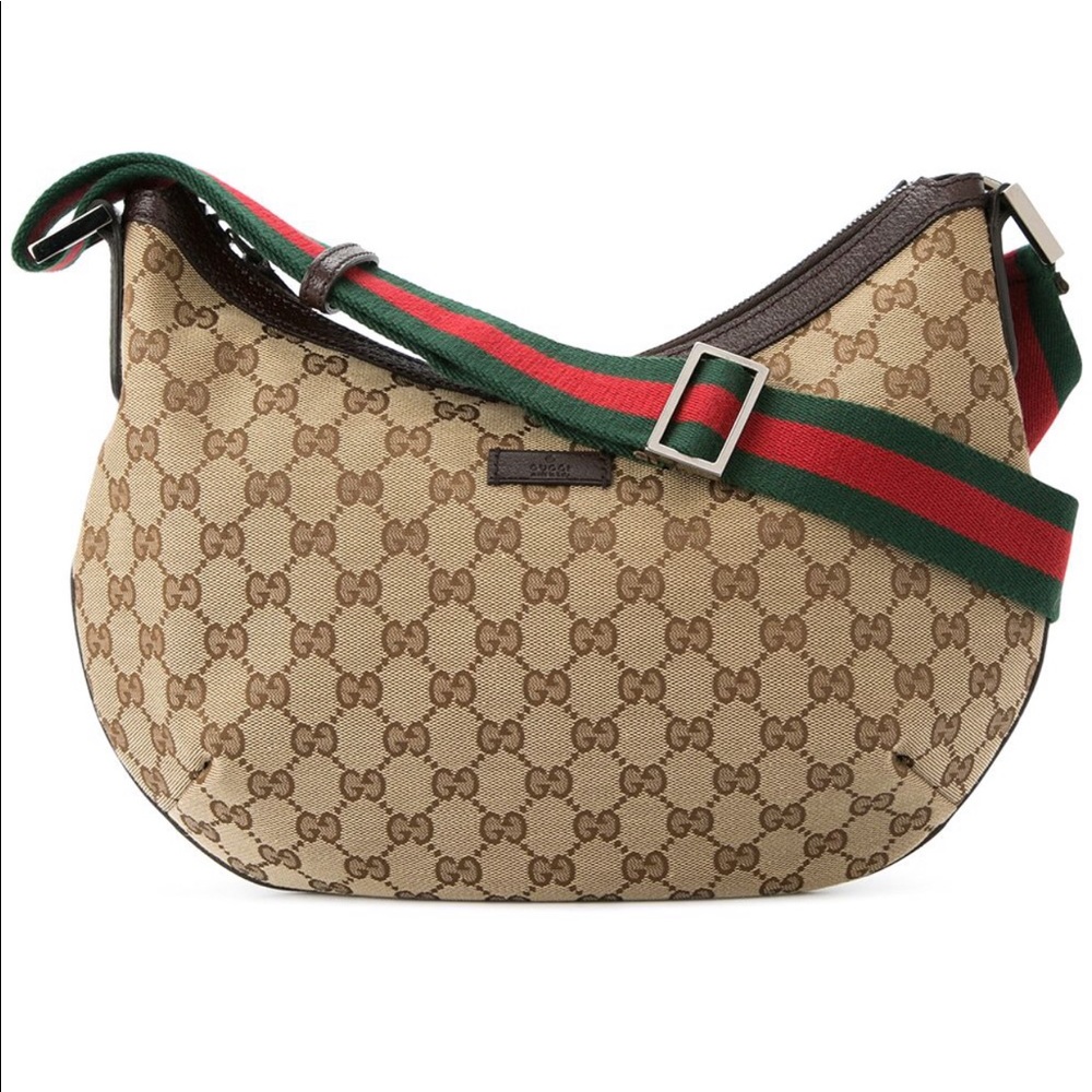 Gucci Saddle Zip Monogram Canvas Crossbody